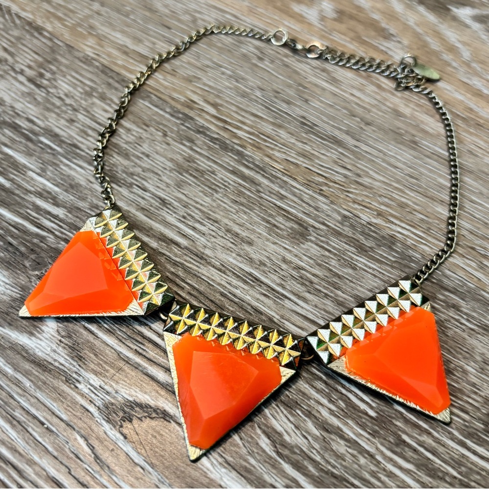 Orange and Gold Statement Necklace